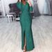 Women's Clothing Women's long dress evening dress deep V-neck sparkling evening sexy dress_ecoleips.com