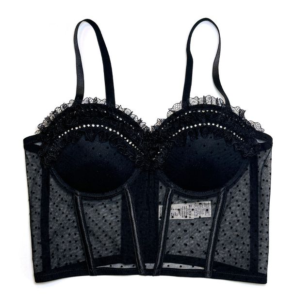 Women's Clothing Black Sexy Lace See Through Underwear High End Sexy Outerwear Underwear Fishbone Gathered Bra_ecoleips.com