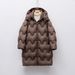 girl Girl Pinghu Chixin 90 New National Standard White Duck Winter Long Simple Fashion Wave Hooded Thickened Down Jacket For Women_ecoleips.com
