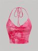 Tie-dye Print Halter Top For Women Summer Y2K Clothes Sexy Backless Drape V-neck Crop Top Streetwear_ecoleips.com