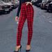 Women's Clothing High Waisted Plaid Leggings For Women Casual Stretch Skinny Jeans Pencil Pants Outerwear Popular_ecoleips.com
