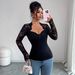 Spring New Arrival Women's Lace Trimmed Knitted T-Shirt Long Sleeved Slim Fit European American Style Cross Border Amazon_ecoleips.com