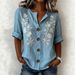 Women's V Neck Casual Shirt 3D Printed Button Top American Style Spring Summer New_ecoleips.com