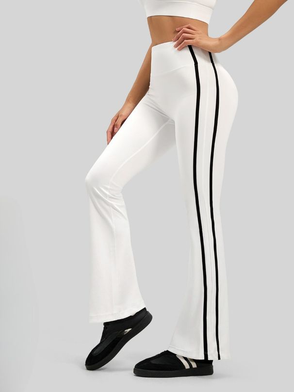 K New Striped Flared Pants For Running, Nude, Elastic, Sports, Fitness, High Waist, Hip Lifting, Yoga Pants For Women_ecoleips.com