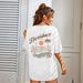 Women's Casual Round Neck Short Sleeve T-Shirt Multi-Color American Style Simple Fashionable Sports Top Solid Printed Loose Fit_ecoleips.com