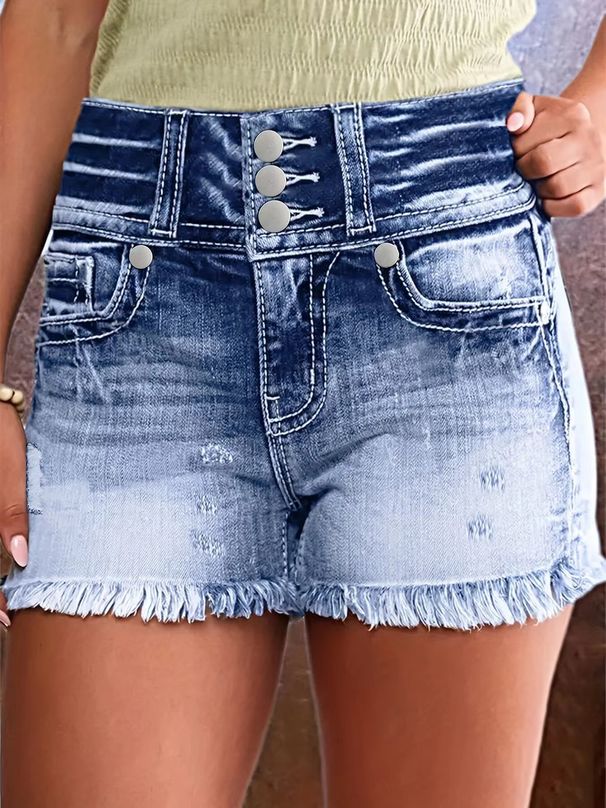 Women's Clothing Summer New Fashion Ripped Raw Edge Washed Denim Shorts Women's Pants_ecoleips.com