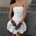 Women's Clothing Autumn And Winter White Fashion Thick Matte Satin Top Sexy Design Slim Fit Flower Bud Dress_ecoleips.com