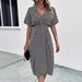 Women's Clothing Floral Print V Neck Dress American Style Casual Vacation Wear Spot_ecoleips.com