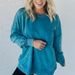 Women's Clothing Oversized Washed Cotton T-Shirt – Soft Relaxed Fit Crewneck Long Sleeve Top With Pocket (Sage Green, Wine Red, Olive Green, Pink)_ecoleips.com