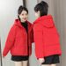 Women's Puffer Jacket With Hood - Oversized Korean-Style Winter Coat, Lightweight Quilted Polyester Outerwear_ecoleips.com