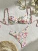 Women's Clothing Floral Lace Up Sexy Beach Bikini Swimsuit High End Fashion Hot Spring Swimsuit_ecoleips.com