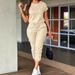 Women's Cargo Jogger Pants & Solid Top 2-Piece Set, Casual Streetwear Outfit For Summer Breathable Summer Wear_ecoleips.com