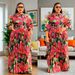 Women's Clothing Scarf Collar Temperament Puff Sleeve Waist Print Design Dress_ecoleips.com