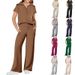 European American Foreign Trade 2024 Spring-summer Casual Sports Set: Zip-up Short-sleeve Sweatshirt And Wide-leg_ecoleips.com