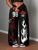 Women's Clothing Versatile Printed Long Pants Loose Waist Cinching Trendy Street Fashion_ecoleips.com