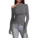 Cross Border European And American Style Women's Autumn Top, Sexy Off Shoulder Fashion T Shirt, Milk Silk Long Sleeve Women's Clothing_ecoleips.com