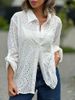 Verve 2025 Spring And Autumn Solid Color Collar Loose Embroidered Hollow Out Plus Size Shirt Top For Women_ecoleips.com