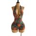 Women's Textured Knit Jumpsuit Halter Neck Deep V Backless With Ring Decoration European American Style_ecoleips.com