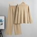 K Casual Fashion Two-piece Set For Women; Versatile Metal Button Knitted Cardigan Sweater With Wide-leg Pants Set._ecoleips.com