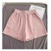 Korean Style Women's High Waist Sports Shorts Summer Thin Outer Wear Loose Slim Wide Leg Three Quarter Pants Casual Trendy Cotton Blend_ecoleips.com