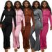 Women's Sexy Sportswear Casual Two Piece Set Tight Fitting Long Sleeved Slightly Flared European American Style Clothing_ecoleips.com