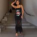Women's Clothing Street Sexy Slim Suspenders Long Mesh Dress_ecoleips.com