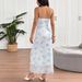 AD181 Cross-border European And American Women's New Spring/summer Printed Mesh V-neck High-waisted Casual Fashion Dress_ecoleips.com