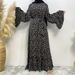 Modest Abaya Dress/Muslim Dress Women Fashionable Floral Print Maxi Dress Women's Long Sleeve Dress Elegant Muslim Fashion Clothing_ecoleips.com