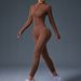 Women’s Clothing Threaded Half Zip Jumpsuit With Thumb Hole Long Sleeve Jumpsuit Hip Lifting Body Shaping Pants Small Stand Up Collar Jumpsuit_ecoleips.com