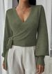 Women's V-Neck Wool Blend Sweater Top - Elegant Cross Strap Design, Winter Pullover For Casual & Office Wear_ecoleips.com