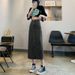 K Women's Mid Length Skirt With High Waist And Slimming A-line Skirt, New Denim Split Half Body Skirt_ecoleips.com