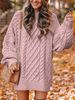 Cross-border European And American New Women's Loose-fitting Half-high Collar Chunky Knit Pullover_ecoleips.com