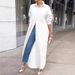 Plus Size Women's Clothing Long Shirt Casual Loose Fit Solid Color O-Neck Thick Polyester For Autumn Winter American Style_ecoleips.com