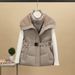 Women's Quilted Puffer Vest With Faux Shearling Collar, Slim Fit Waist-Cinching Jacket For Winter, Lightweight Warm Coat_ecoleips.com