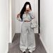 Women's Gray Hooded Sweatshirt And Shorts Set Long Sleeved Versatile Casual Sports Two Piece Autumn_ecoleips.com
