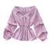 Women's Long Sleeve Fashion Shirt Hong Kong Style Puff Sleeves Slim Waist Ruffled Hem Short Striped Blouse Casual Elegant England Style_ecoleips.com