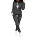 Women's Fleece Lined Thickened Sweatshirt Pants Set Headset Wave Print European American Cross Border Style_ecoleips.com