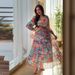 Women's Clothing Sexy Chiffon Printed Large Swing Belt Ball Party Evening Dress_ecoleips.com