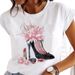 European And American Cross-border Foreign Trade Clothing: Colorful High-heeled Shoes, Round-neck Printed Women's_ecoleips.com