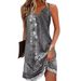 Women's Clothing Summer Flower Casual Style A Line Skirt Sleeveless Vest V Neck Dress Women_ecoleips.com