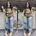 Women's Graphic Print Short Sleeve Top With Wide-Leg Pants Set, Summer Casual Two-Piece Outfit For Street Style And Daily Wear_ecoleips.com
