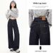 Retro Dark Blue Wide-leg Jeans For Women, 2024 Autumn High-waisted Loose Slimming Vintage Casual Drapey Floor-length_ecoleips.com