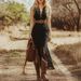 Cross-border European And American Women's Fashion Summer Retro Bohemian Style Blue Lace Sleeveless Mid-length Dress_ecoleips.com