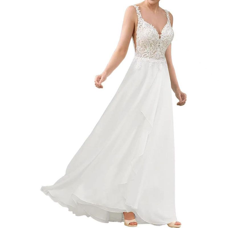 Cross-border Wedding Dress, Forest Style, 2026 New Model, Simple And Slim-fitting, Sheer, With A Train, Flattering, For_ecoleips.com