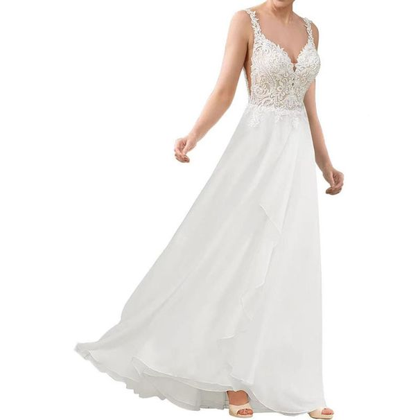 Cross-border Wedding Dress, Forest Style, 2026 New Model, Simple And Slim-fitting, Sheer, With A Train, Flattering, For_ecoleips.com