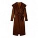 Elegant Women's Wool Coat With Belt, Notched Lapel & Long Sleeves – Classic Fall & Winter Trench Coat For Stylish Outfits_ecoleips.com