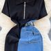 Women's Clothing Design Contrast Color Stitching Slim Fit Medium Length Short Sleeve Dress_ecoleips.com