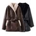 Two-Tone Faux Fur Trench Coat – French-Inspired Oversized Women’s Outerwear With 3D Texture, Boho Chic & Street Style (Brown/Black, XS-L)_ecoleips.com