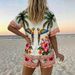 Women's Summer Casual Loose Hawaiian Beach Style Printed Collared Shirt And Shorts Suit European And American Resort Fashion_ecoleips.com