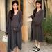 Autumn Winter New Korean Fashion Knitted Cardigan + Camisole Dress Two-Piece Set For Pregnant Women_ecoleips.com